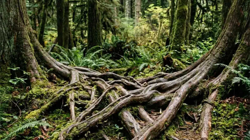 Cross-section of a fallen tree trunk
