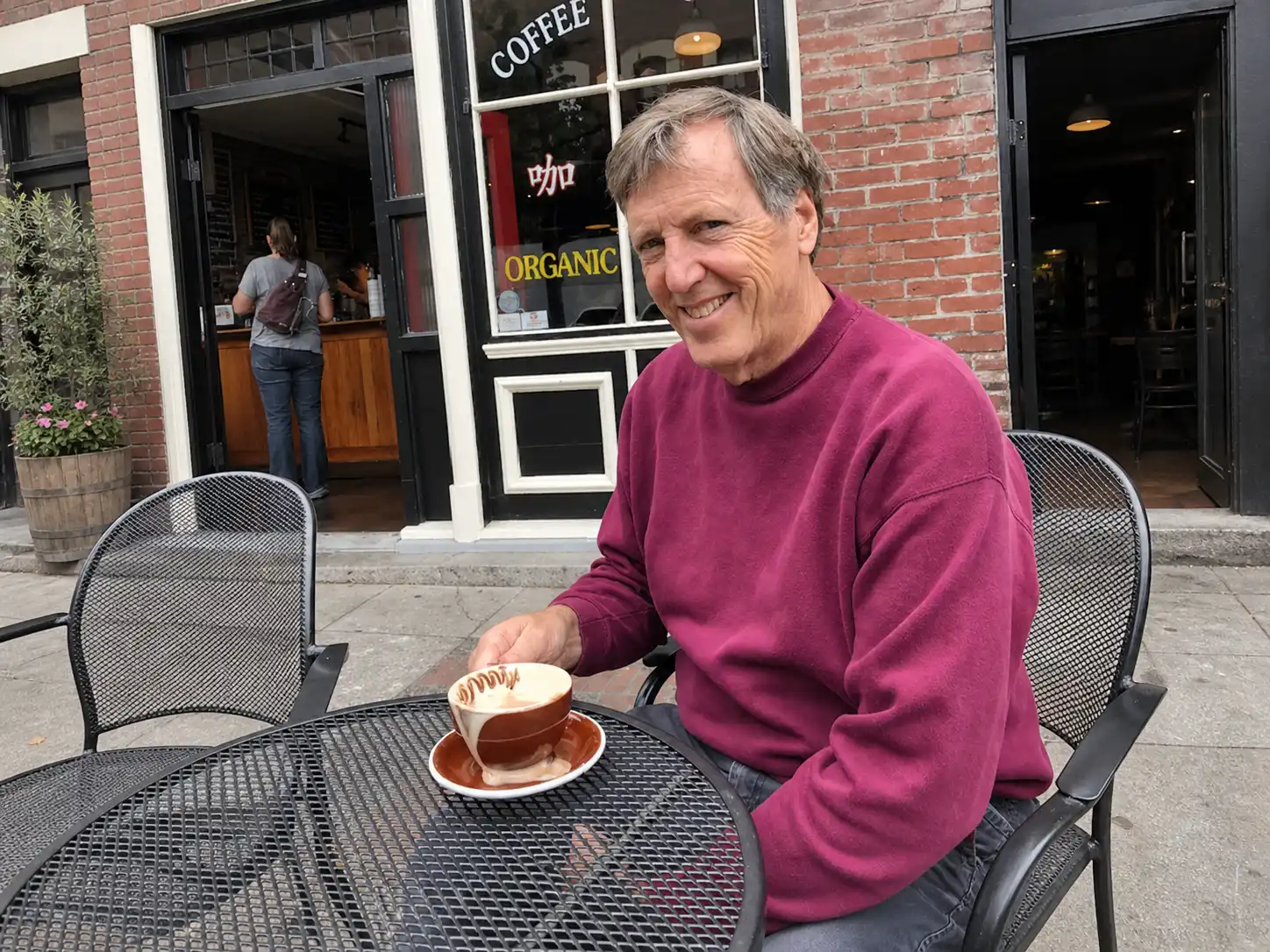 Tony Wayne Wolcott at a Pender Island coffee house